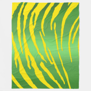 Manta Polar Tigre metálico tira tiras Amarillo verde