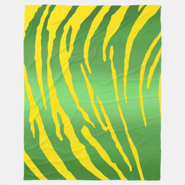 Manta Polar Tigre metálico tira tiras Amarillo verde (Anverso)