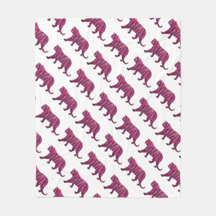 Manta Polar Tigre negro y rosa caliente de silueta