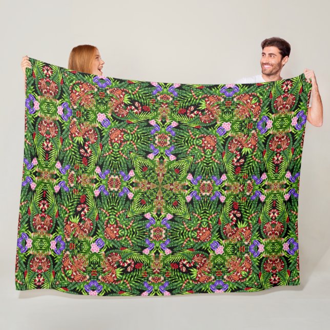 Manta Polar Tigre psicodélico y jungla de serpientes Mandala Q (In situ)