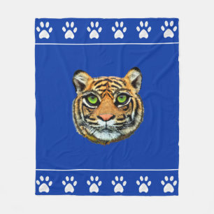 Manta Polar Tigre salvaje y patas en azul