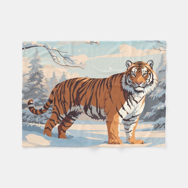 Manta Polar Tigre siberiano en los bosques (Frente (Horizontal))