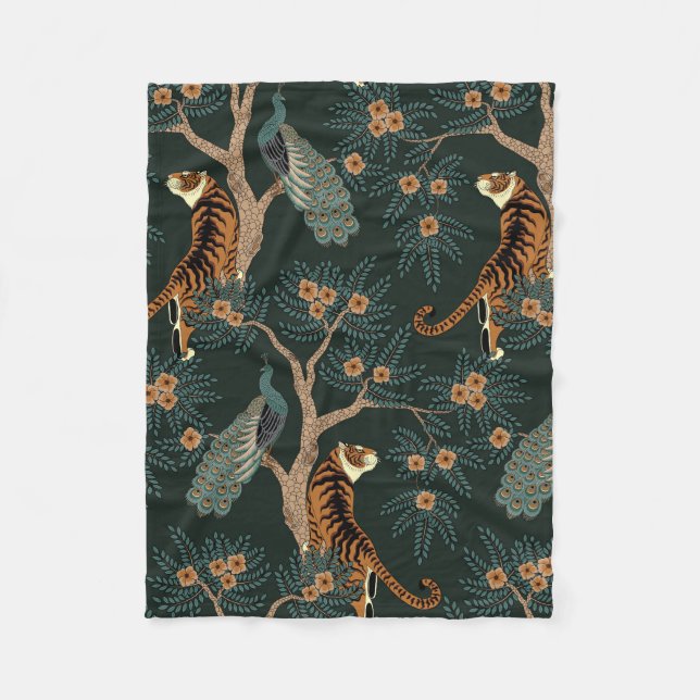 Manta Polar Tigre y pavo real (Anverso)