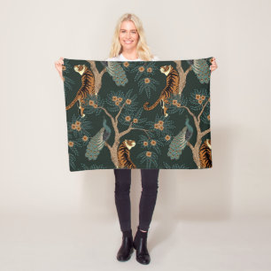 Manta Polar Tigre y pavo real