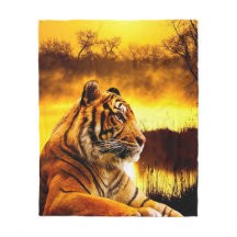 Tigre y puesta del sol