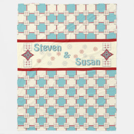 Manta Polar Tile_Aqua, marfil, rojo (personalizado) de los año