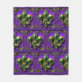 Manta Polar Tile Mardi Gras Fleur de lis Fleece Blanket
