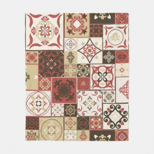 Manta Polar Tile PATTERN de marsala-marrón-beige estilo marro