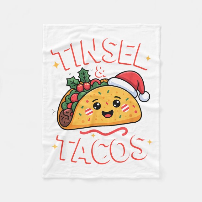Manta Polar Tinsel And Tacos Cute Christmas Mexican Food Fun  (Anverso)