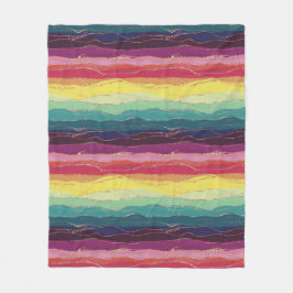 Manta Polar Tinta acuarela purpurina de oro rainbow stris