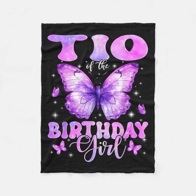 Manta Polar Tio Of The Birthday Girl Butterfly Funny Family  (Anverso)