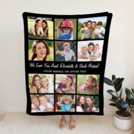 Manta Polar Tío tía 12 Collage de fotos Negro