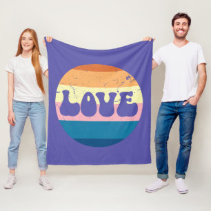 Manta Polar Tipografía De Amor Retro En Estrellas De Amanecer