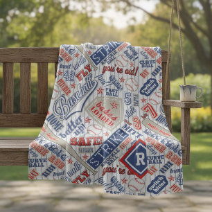 Manta Polar Tipografía de béisbol Bandas Rojas Blancas Azules 