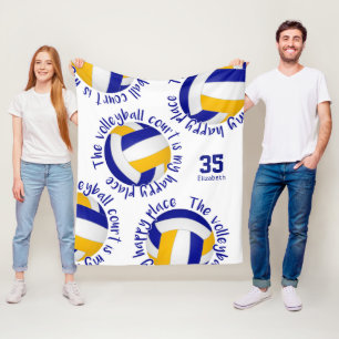 Manta Polar tipografía del lugar feliz de la cancha de voleibo