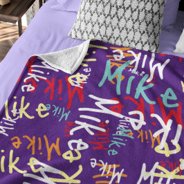 Manta Polar Tipografía divertida Graffiti urbano colorido sobr