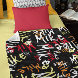 Manta Polar Tipografía Graffiti urbano Nombre allover negro