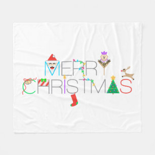 Manta Polar Tipografía navideña de Feliz