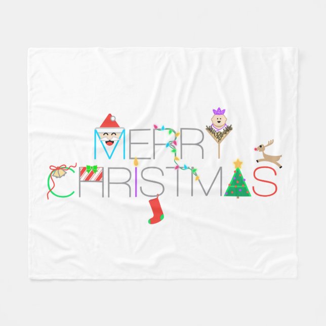 Manta Polar Tipografía navideña de Feliz (Frente (Horizontal))