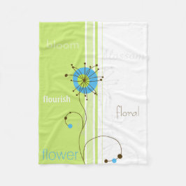 Manta Polar Tipografía verde de flor simple moderna