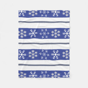 Manta Polar Tira de copo de nieve azul y blanco #HolidayZ
