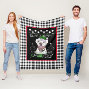 Manta Polar Tira del perro Boxeador Blanco