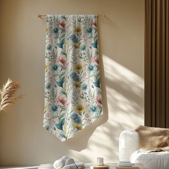 Manta Polar Tira suave de flores silvestres en los tonos de Bo (Soft Wildflower Throw in Boho Pastel Tones Fleece Blanket)