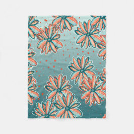 Manta Polar Tiras abiertas, flores Naranjas de Lisa Casineau