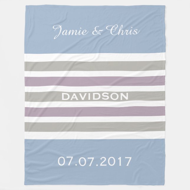 Manta Polar Tiras anchas personalizado monograma funda de pulg (Anverso)