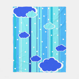 Manta Polar tiras azules nubes puntos
