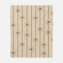 Manta Polar Tiras Beige Tropical Floral Botánico Verano