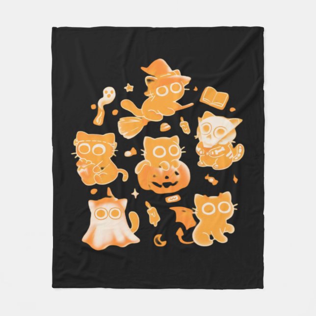 Manta Polar Tiras clásicas de gatitos espeluznantes (Anverso)