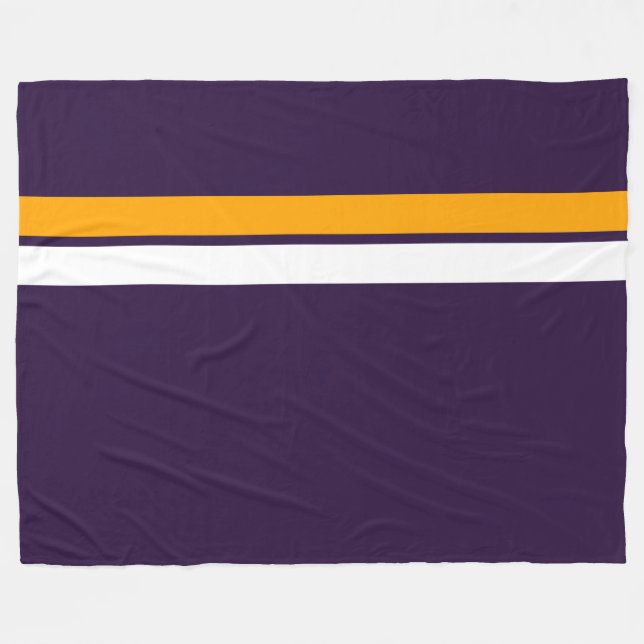 Manta Polar Tiras De Carreras Blanca Amarilla Sobre Púrpura Pr (Frente (Horizontal))