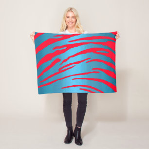 Manta Polar Tiras de tigre metálicos Rojo azul