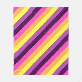 Manta Polar Tiras retro rosadas púrpura media de flete