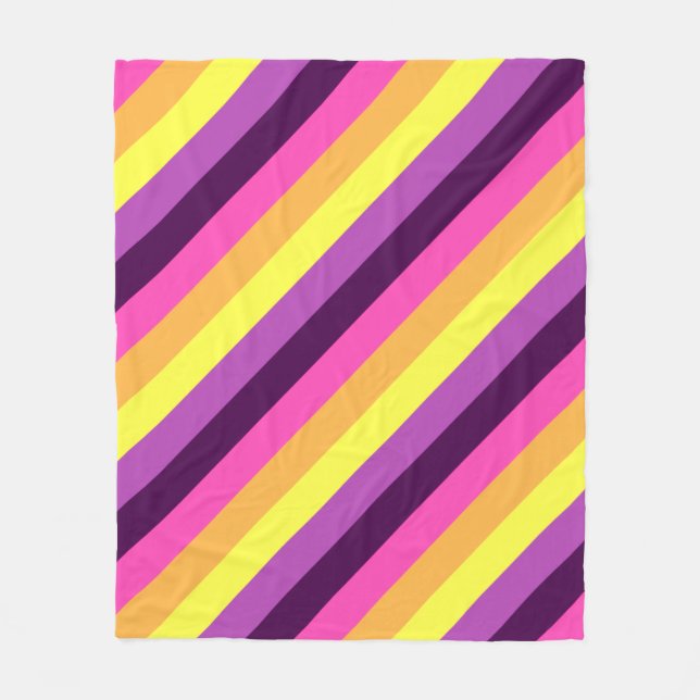 Manta Polar Tiras retro rosadas púrpura media de flete (Anverso)
