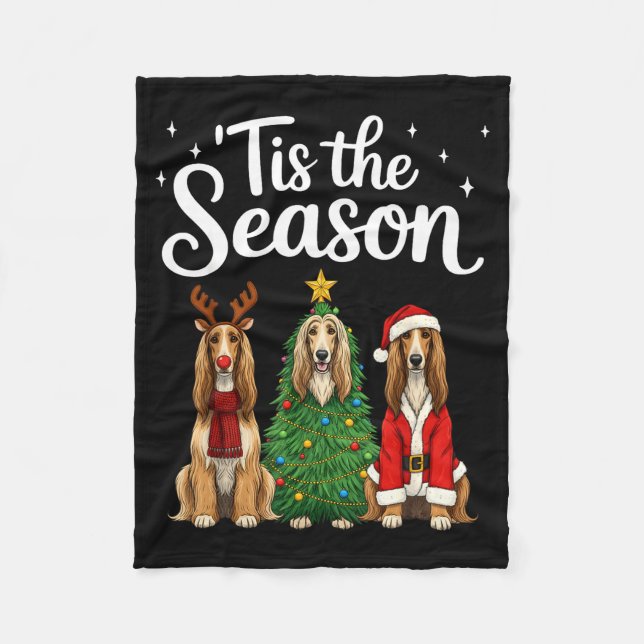 Manta Polar Tis The Season Afghan Hound Christmas Santa Dog Lo (Anverso)