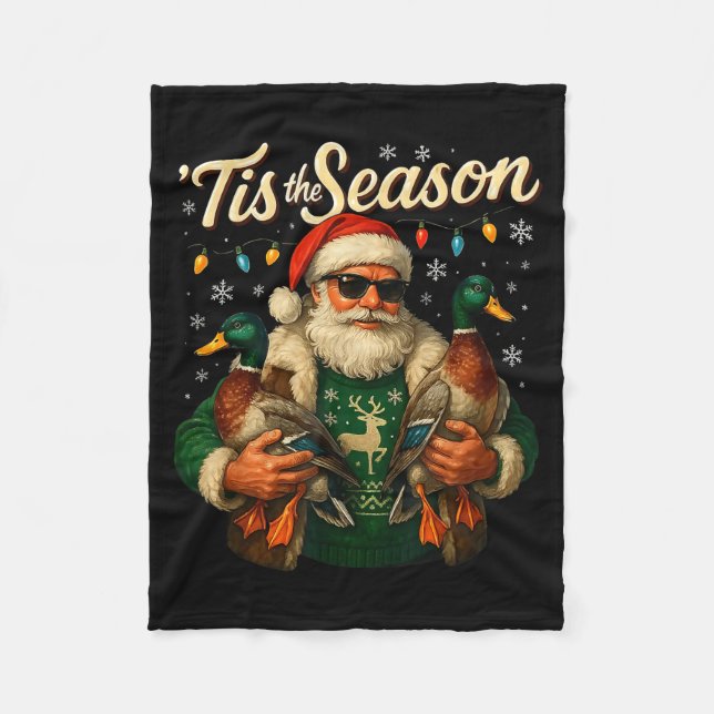Manta Polar Tis The Season Cool Santa Duck Christmas Design  (Anverso)