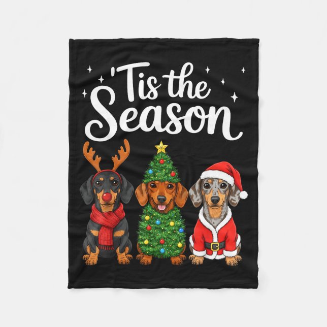 Manta Polar Tis The Season Dachshund Christmas Santa Weiner Do (Anverso)