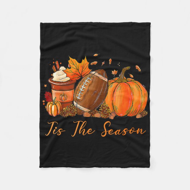 Manta Polar Tis The Season Fall Autumn Football Pumpkin Coffee (Anverso)