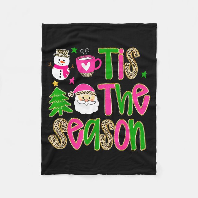 Manta Polar Tis The Season Leopard Print Nk Christmas Santa Sn (Anverso)