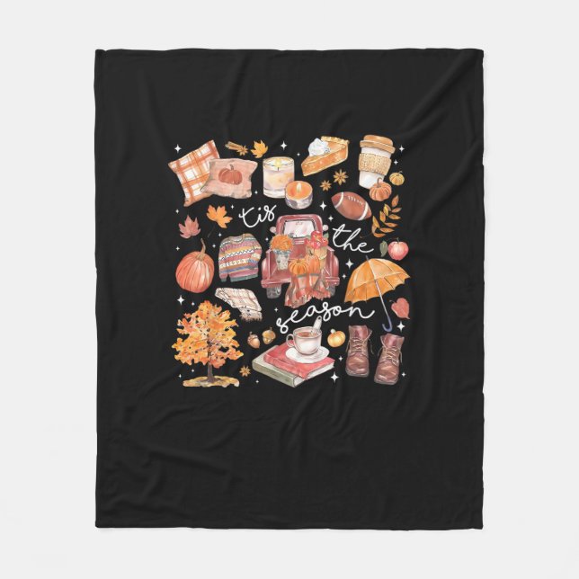 Manta Polar Tis The Season Pumpkin Autumn Fall Yall Leaves Tha (Anverso)