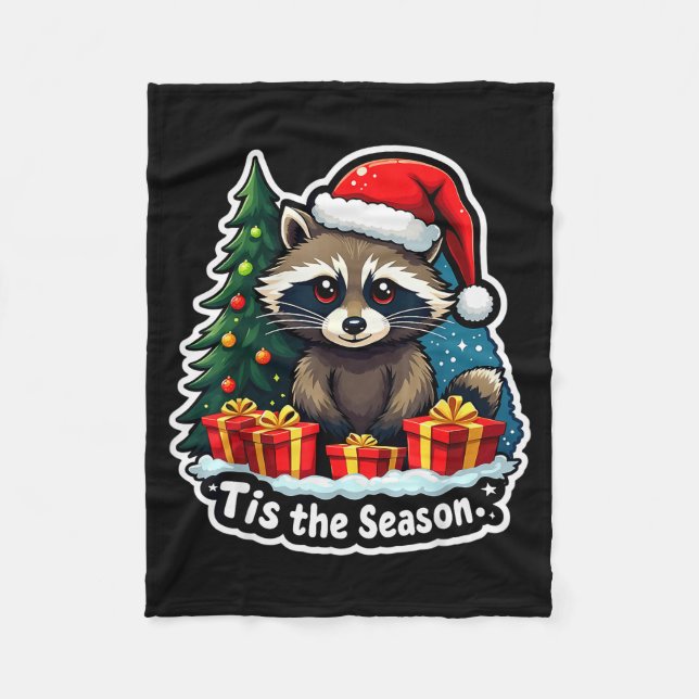 Manta Polar Tis The Season Racoon Christmas Tree Festive Xmas  (Anverso)