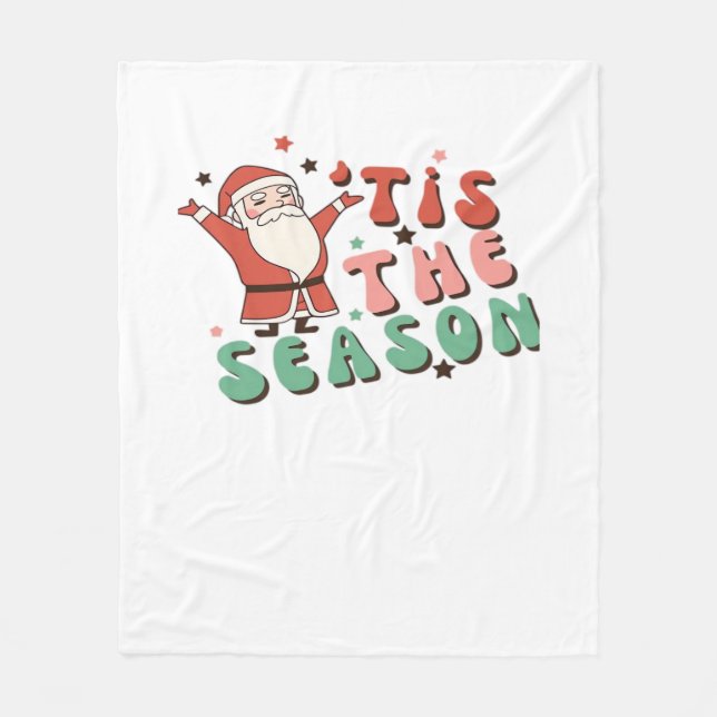 Manta Polar Tis The Season Retro Christmas Santa (Anverso)