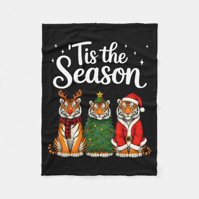 Manta Polar Tis The Season Tiger Christmas Santa Safari Animal (Anverso)
