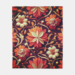 Manta Polar Título: "Bloom retro - Patrón floral sin foco