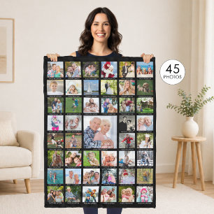 Manta Polar Títulos personalizados para collage de 45 fotos en