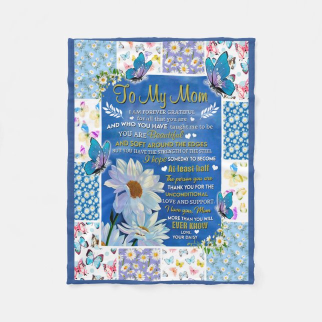 Manta Polar To My Mom Common Daisy banket, blanket for mom (Anverso)