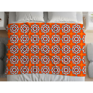 Manta Polar Toalla con estampado geométrico de mandala naranja