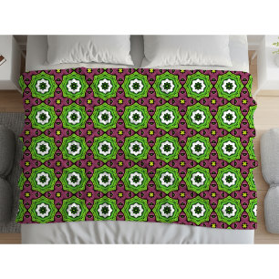 Manta Polar Toalla con estampado geométrico verde, morado y bl